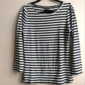 Striped Long Sleeve Top | Large | Black + White